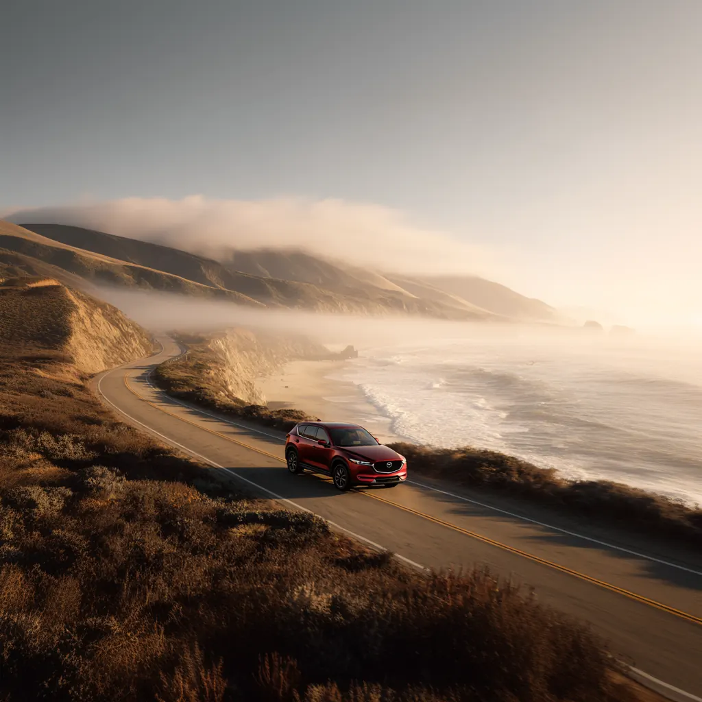 Realistic photo of a red Mazda CX5